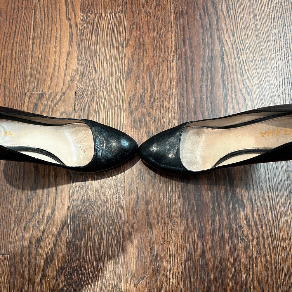 Prada Round Toe Black Leather Platform Pumps - image 2